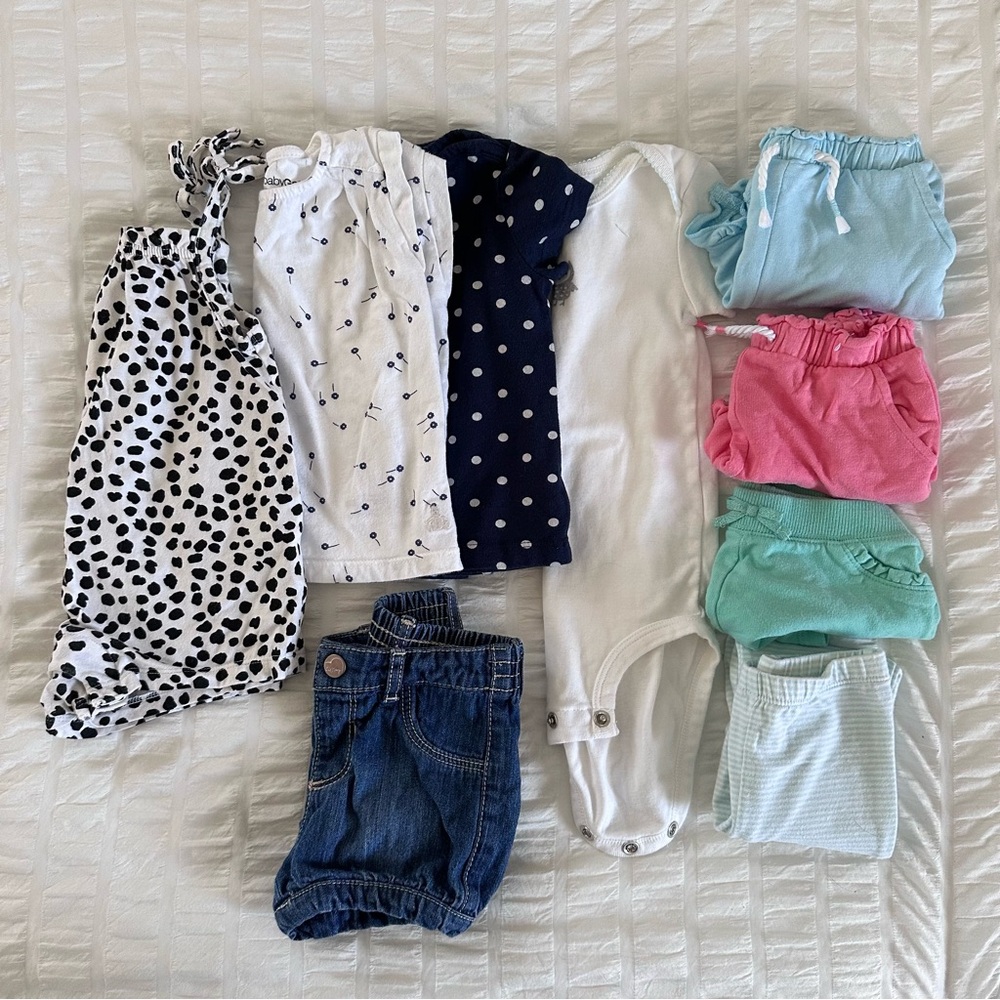 Baby Girl Warm Weather 12-18 Month Clothing Bundle Romper Shorts Shirts Outfits